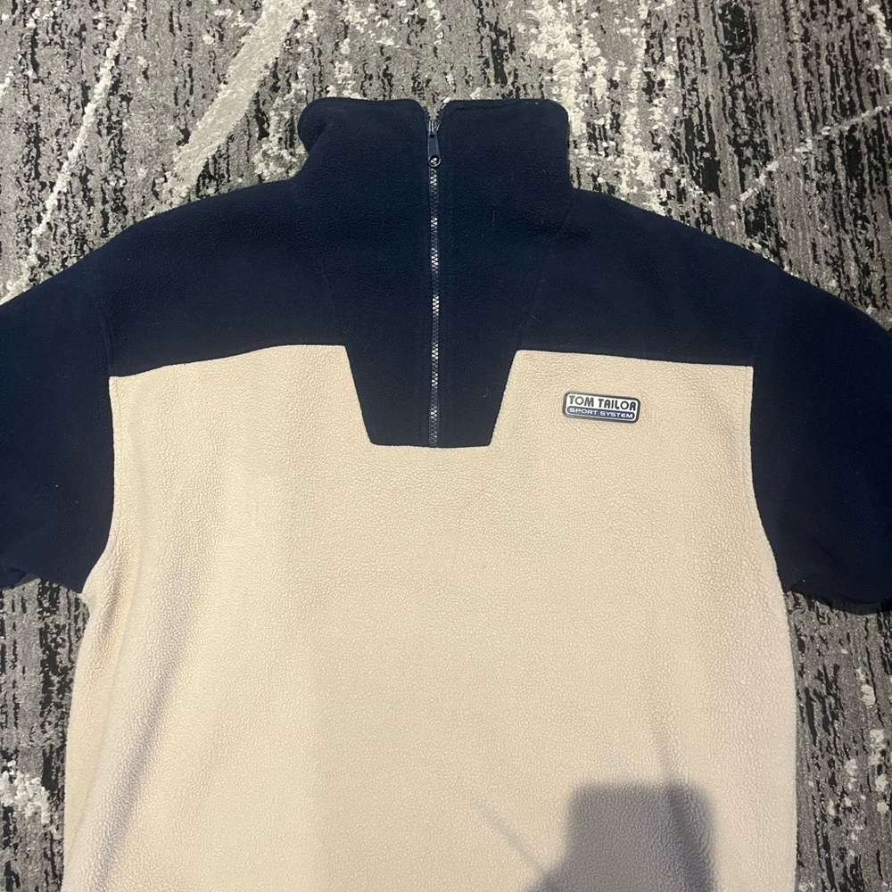 Tom Tailor Men's Zip-Up Sweater - Navy and Cream